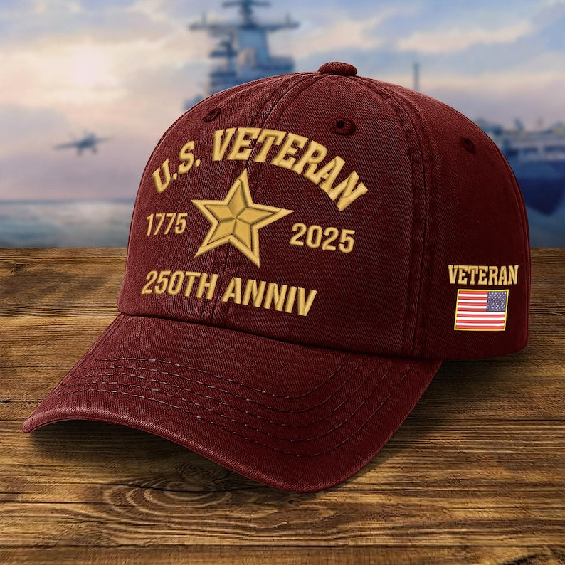 Embroidered Veteran Hats   250th Anniv Military Cap Embroidered Patch Design Adjustable Baseball Cap Fathers Day Gift Vets Gifts 1759720858273.jpg