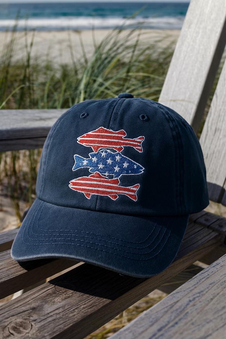 Boys Fishing Patriotic Dad Cap American Flag Fish Cap Red White  Blue Fish Embroidered Cap 4th Of July Fishing Dad Cap 1759733571720.jpg