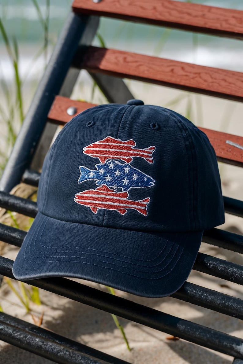Boys Fishing Patriotic Dad Cap American Flag Fish Cap Red White  Blue Fish Embroidered Cap 4th Of July Fishing Dad Cap 1759733571890.jpg