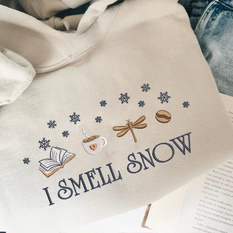 Embroidered Stars Hollow Sweatshirt I Smell Snow Hoodie Cozy Winter Sweatshirt Stars Hollow Embroidered Hoodie Christmas Gift For Her 1759738640736.png