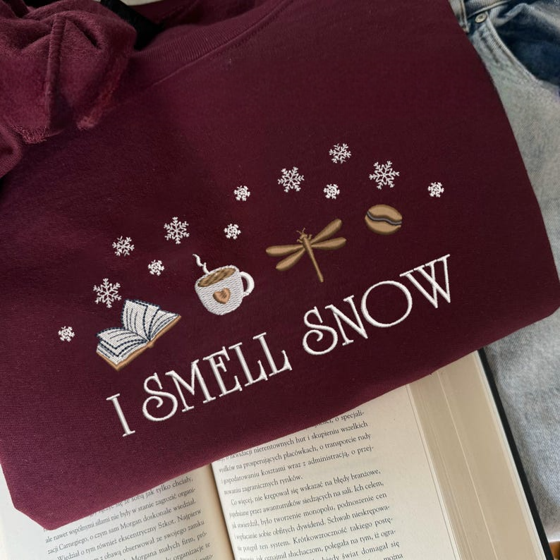 Embroidered Stars Hollow Sweatshirt I Smell Snow Hoodie Cozy Winter Sweatshirt Stars Hollow Embroidered Hoodie Christmas Gift For Her 1759738690376.png