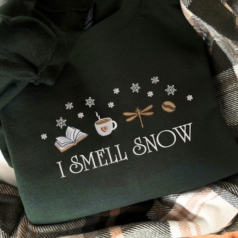 Embroidered Stars Hollow Sweatshirt I Smell Snow Hoodie Cozy Winter Sweatshirt Stars Hollow Embroidered Hoodie Christmas Gift For Her 1759738690467.png