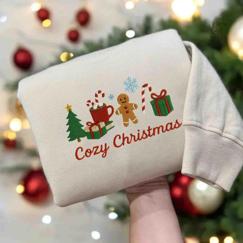 Cute Christmas Embroidered Sweatshirt Gingerbread Snowman Tree Gift Sweatshirt Cozy Holiday Hoodie Xmas Hoodie Festive Apparel 1759741110902.png