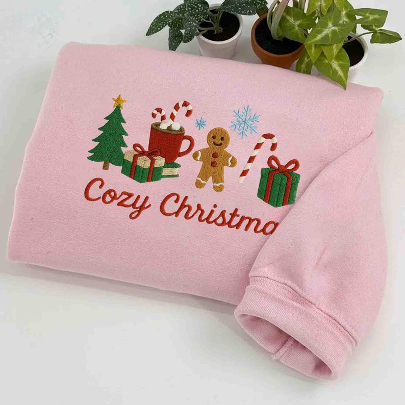 Cute Christmas Embroidered Sweatshirt Gingerbread Snowman Tree Gift Sweatshirt Cozy Holiday Hoodie Xmas Hoodie Festive Apparel 1759741110946.png
