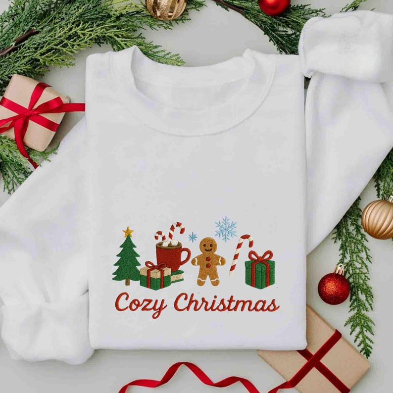 Cute Christmas Embroidered Sweatshirt Gingerbread Snowman Tree Gift Sweatshirt Cozy Holiday Hoodie Xmas Hoodie Festive Apparel 1759741110961.png