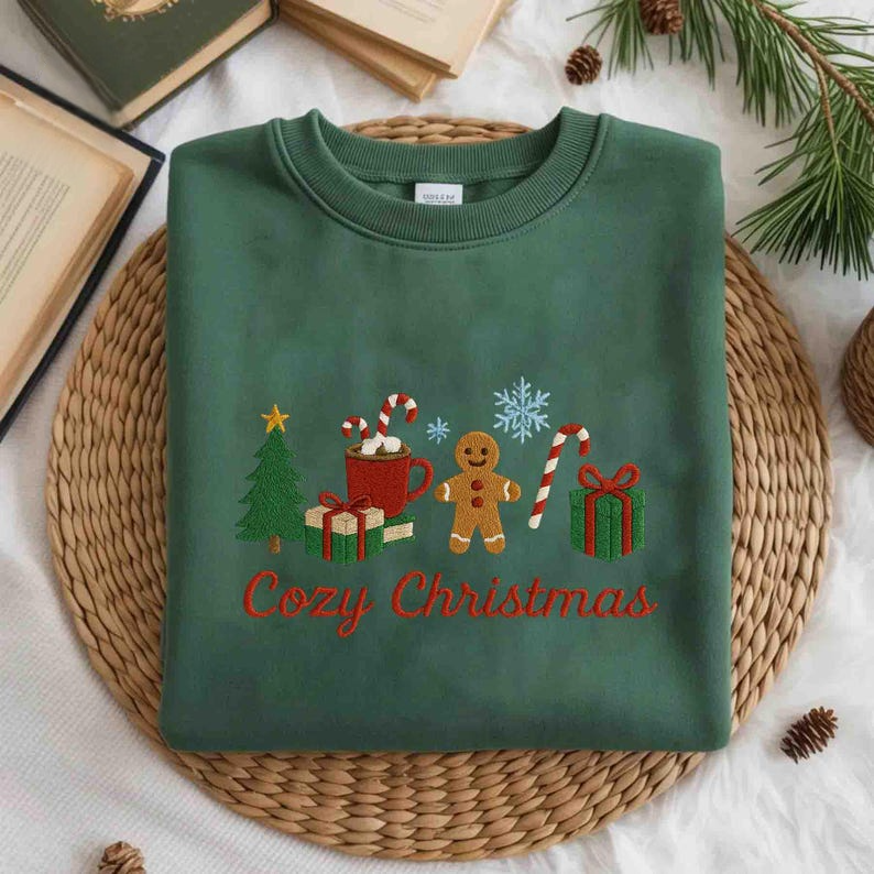 Cute Christmas Embroidered Sweatshirt Gingerbread Snowman Tree Gift Sweatshirt Cozy Holiday Hoodie Xmas Hoodie Festive Apparel 1759741111180.png