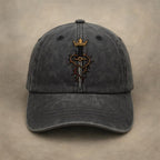 Embroidered Thorn Crown Sword Hat Dark Fantasy Washed Black Cap Inspirational Adjustable Dad Hat For Religious Believers 1759807162676.jpg