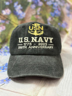 Us Navy 250th Anniversary Embroidered Cap Washed Denim Adjustable Fit 1759812592470.jpg