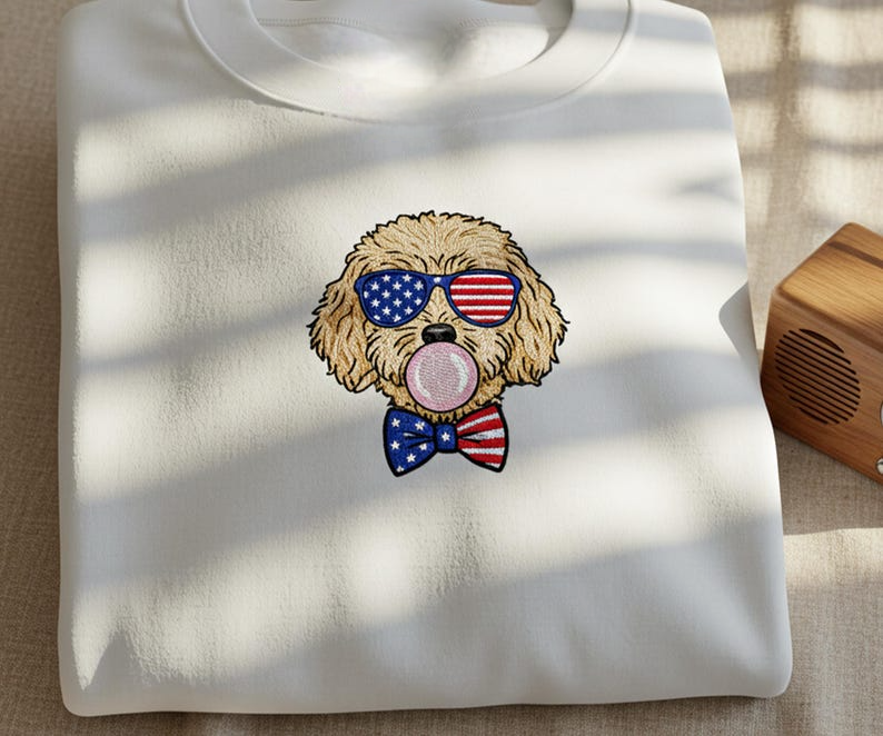 Brown Poodle Bubble Gum Embroidered Sweatshirt Playful Pet Lover Hoodie 4th Of July Dog Sweater Dog Mom Glasses Crewneck 1759889053427.png