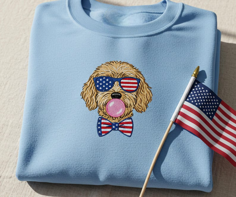 Brown Poodle Bubble Gum Embroidered Sweatshirt Playful Pet Lover Hoodie 4th Of July Dog Sweater Dog Mom Glasses Crewneck 1759889053569.png