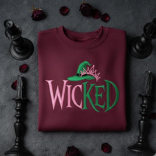 Embroidered Wicked Sweatshirt Defy Gravity Witch Princess Crewneck Pink And Green Musical Theater Hoodie Wizard Of Oz Gift 1759889690884.jpg