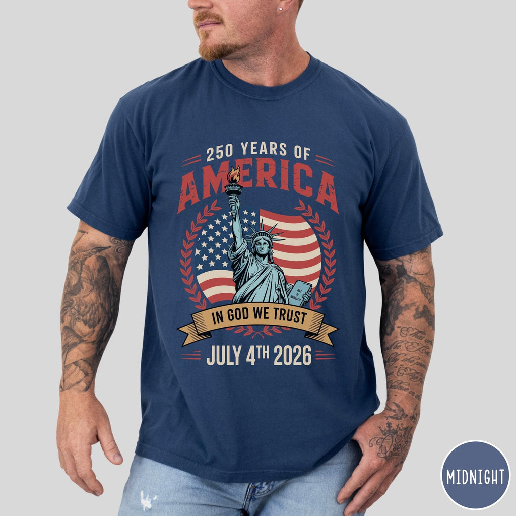 250 Years Of America Tee Celebratory America T Shirt 250 Years Shirt Independence Day Shirt Retro Graphic Tee History Tribute Tee 1759891066245.jpg