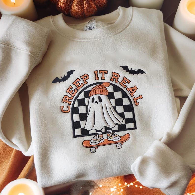 Creep It Real Embroidered Sweatshirt Retro Halloween Sweatshirt Cute Ghost Halloween Hoodie Halloween Hoodie Funny Halloween Gift 1759895754062.jpg