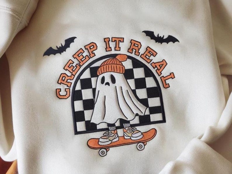 Creep It Real Embroidered Sweatshirt Retro Halloween Sweatshirt Cute Ghost Halloween Hoodie Halloween Hoodie Funny Halloween Gift 1759895754101.jpg