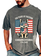 American Patriot Dog T Shirt 250 Years Of Freedom   Comfort Colors Tee 1759907822061.jpg