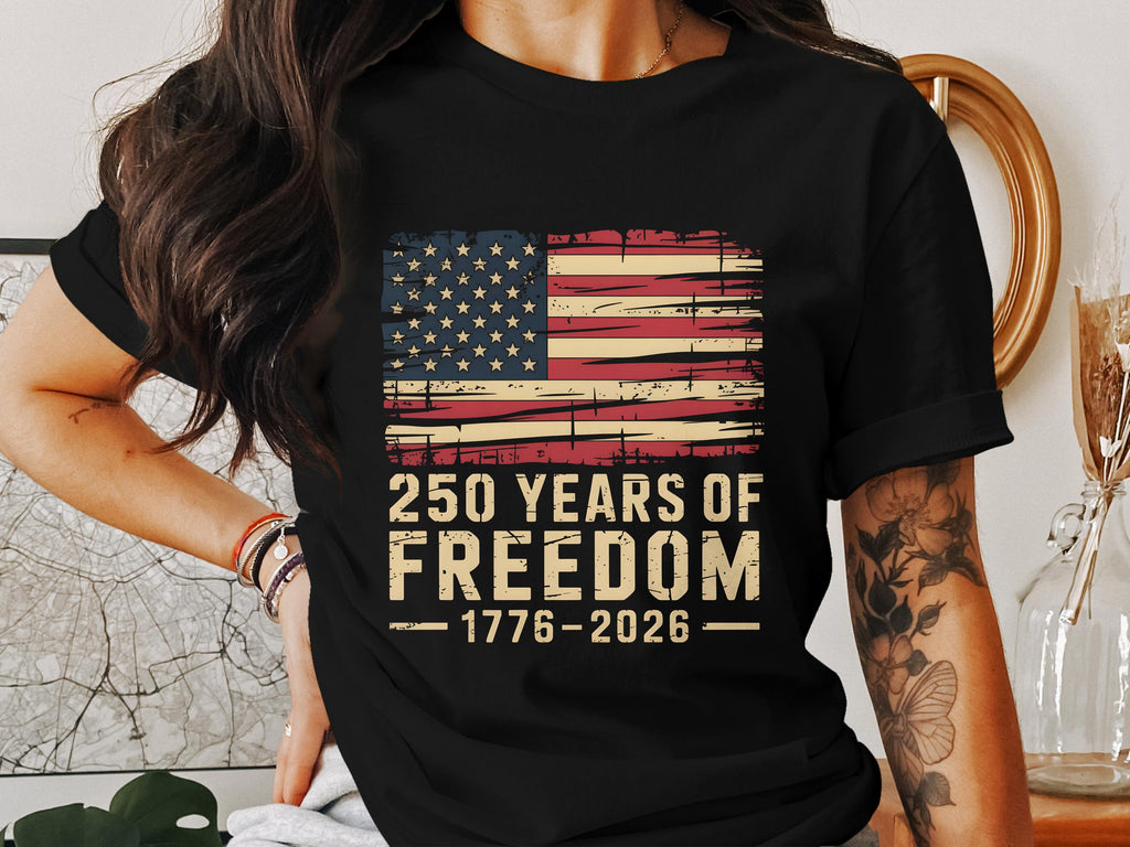 Usa Flag 250 Years Of Freedom Shirt   Distressed Us Flag T Shirt Patriotic 1776 2026 America Anniversary Tee 4th Of July Independence Day 1759910727137.jpg