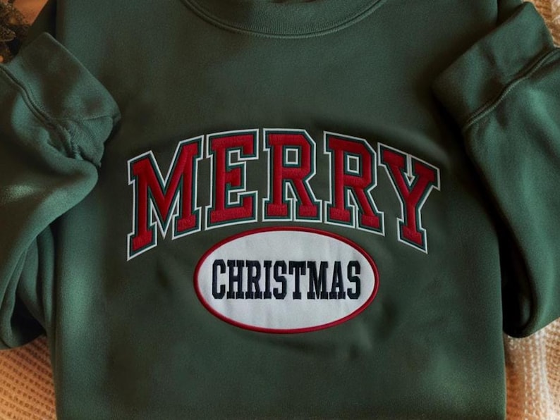 Merry Christmas Embroidered Sweatshirt Retro Merry Christmas Hoodie Merry Christmas Hoodie Family Christmas Sweater Christmas Sweatshirt 1759911382360.jpg