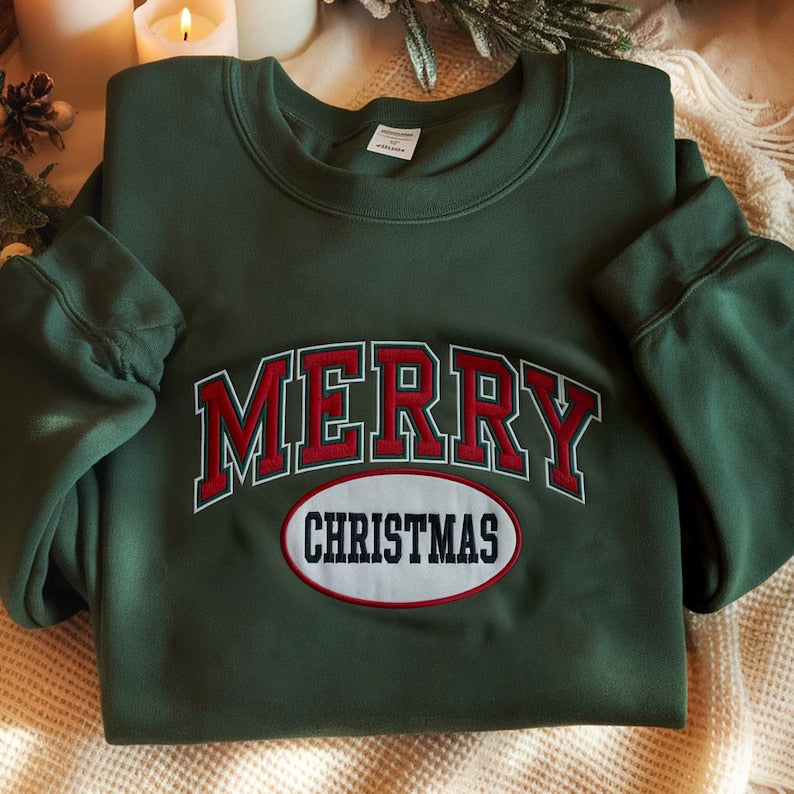 Merry Christmas Embroidered Sweatshirt Retro Merry Christmas Hoodie Merry Christmas Hoodie Family Christmas Sweater Christmas Sweatshirt 1759911383059.jpg