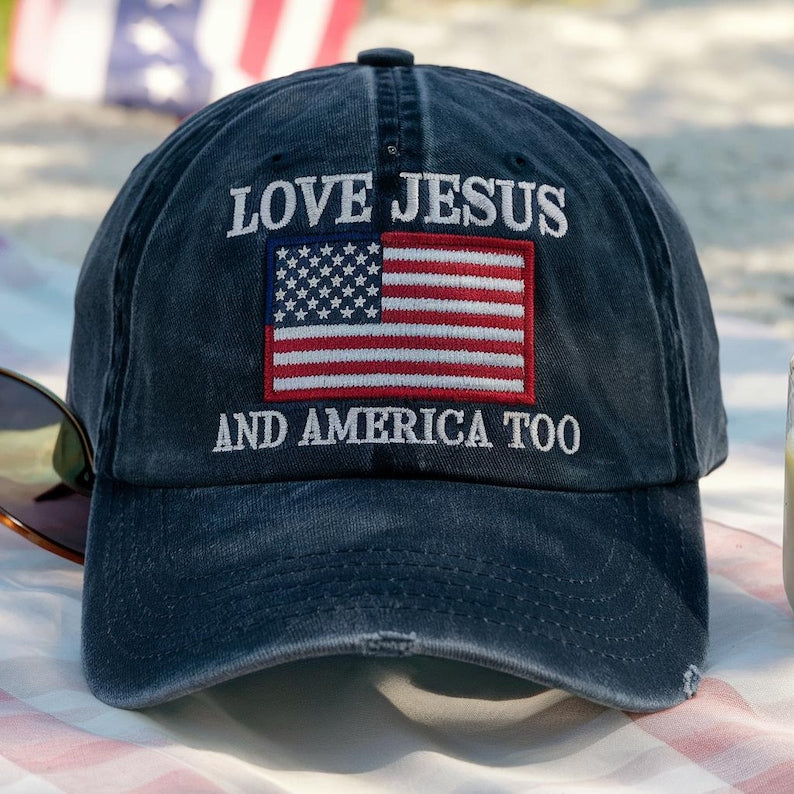 Love Jesus And America Too Hat Christian Patriotic Embroidered Baseball Cap Usa Flag Vintage Washed Dad Hat Faith And Freedom Gift For Men And Women 1759917701258.jpg