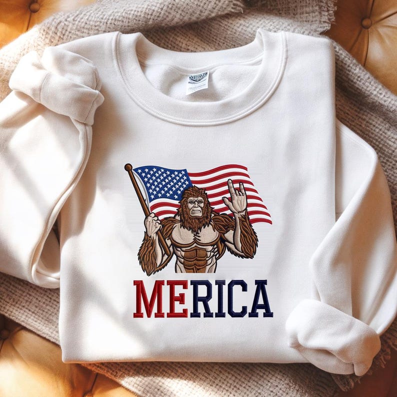 Bigfoot Merica Embroidered Sweatshirt Rock American Flag Patriotic 4th Of July Hoodie Sasquatch Believers Hoodie America Patriotic Sweatshirt 1759975576479.jpg