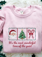 Christmas Retro Its The Most Wonderful Time Of The Year Embroidered Sweatshirt Coquette Frame Red Bow Candy Cane Gingerbread Xmas Sweater Hoodie 1759976938778.jpg