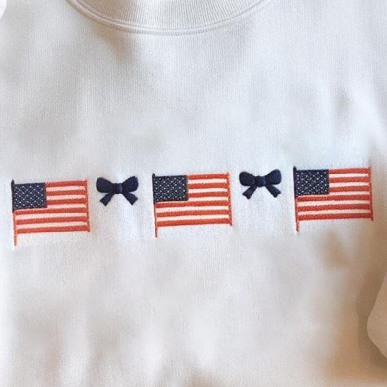 American Flag And Dainty Bow Embroidered Sweatshirt America Hoodie 4th Of July Hoodie Coquette Patriotic Sweatshirt America Patriotic Sweater 1759979586514.jpg