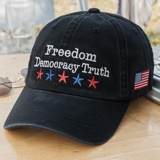 Freedom Democracy Truth Hat Patriotic American Flag Baseball Cap Red White Blue Embroidered Adjustable Cotton Dad Hat Usa Political Pride Gift For Men And Women 1759982873502.jpg