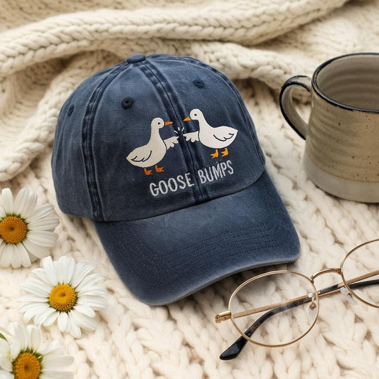 Goose Bumps Embroidered Hat Funny Goose Baseball Cap Cute Animal Pun Dad Hat Vintage Denim Adjustable Cap Gift For Bird Lovers Farm Animal Aesthetic Hat 1759999291542.jpg