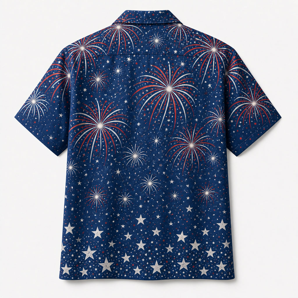 Custom Pet Photo Independence Day Hawaiian Shirt - Back view