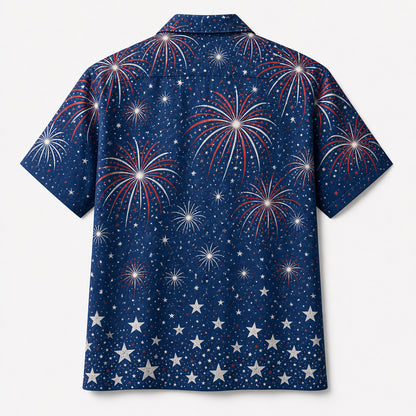 Custom Pet Photo Independence Day Hawaiian Shirt - Back view
