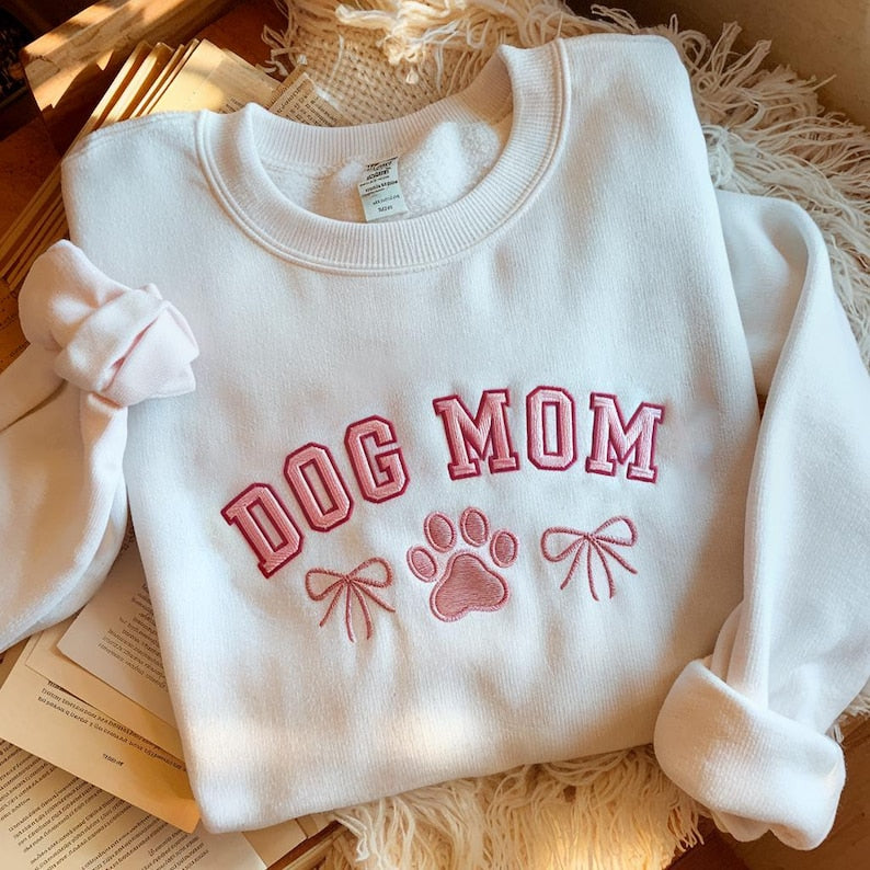 Embroidered Coquette Dog Mom With Dog Paw Sweatshirt Dog Mama Crewneck Aesthetic Style Sweater Mom With Bow Ribbon Hoodie Dog Mom Hoodie 1760067990593.jpg