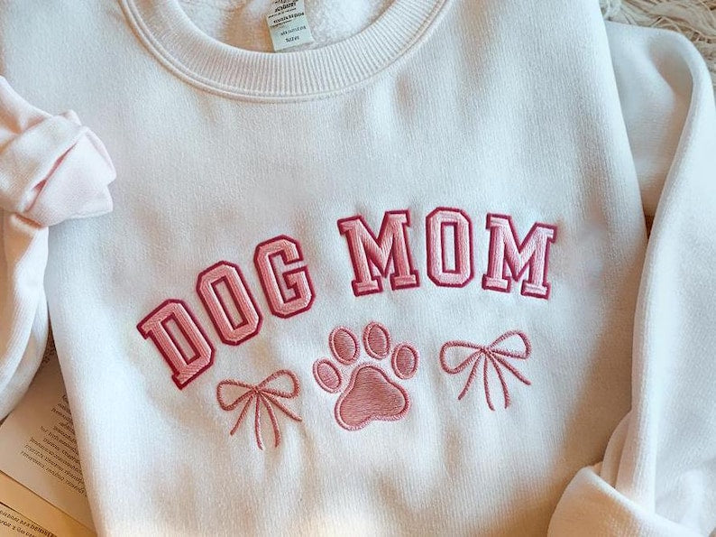 Embroidered Coquette Dog Mom With Dog Paw Sweatshirt Dog Mama Crewneck Aesthetic Style Sweater Mom With Bow Ribbon Hoodie Dog Mom Hoodie 1760067990667.jpg