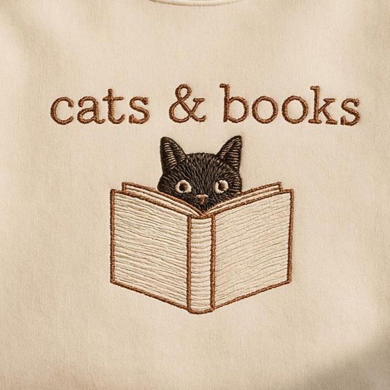 Embroidered Cats And Books Sweatshirt Book Lover Sweater Bookish Hoodie Reading Hoodie Gift For Cat Lover Bookish Cat Hoodie Librarian Sweatshirt 1760080369204.jpg