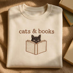 Embroidered Cats And Books Sweatshirt Book Lover Sweater Bookish Hoodie Reading Hoodie Gift For Cat Lover Bookish Cat Hoodie Librarian Sweatshirt 1760080369416.jpg