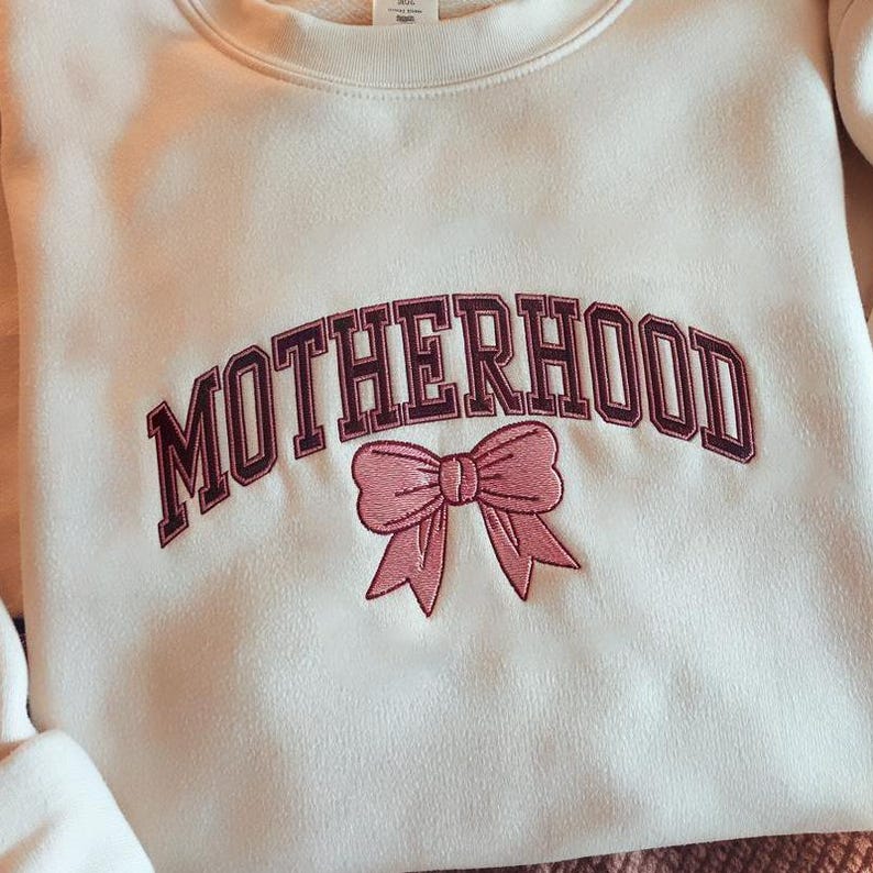 Motherhood Coquette Bow Ribbon Embroidered Sweatshirt Retro Mother Hood Sweater Sarcastic Mama Hoodie Mom Life Sweatshirt Mothers Day Hoodie 1760081491671.jpg