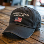 Charlie Kirk Patriotic Distressed Embroidered Hat Charlies Legacy Lives On A Real American Patriot Cap Pray For Charlie 1760081823780.jpg