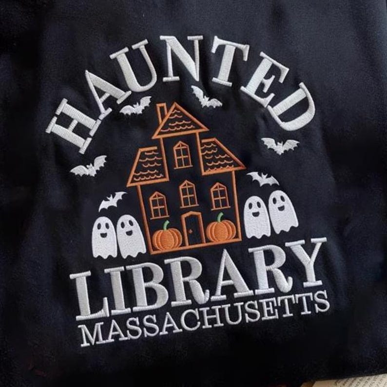 Embroidered Halloween Haunted Library Sweatshirt Salem Library Hoodie Library Sweater Halloween Sweatshirt Books Lover Hoodie Spooky Season 1760149149398.jpg