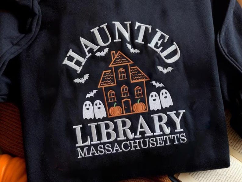 Embroidered Halloween Haunted Library Sweatshirt Salem Library Hoodie Library Sweater Halloween Sweatshirt Books Lover Hoodie Spooky Season 1760149149415.jpg