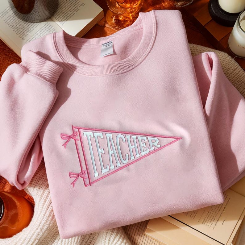 Back To School Embroidered Sweatshirt Teacher Hoodie Grand Millennial Hoodie Flag Pennant Back To School Sweater Teacher Sweatshirt 1760153828681.jpg