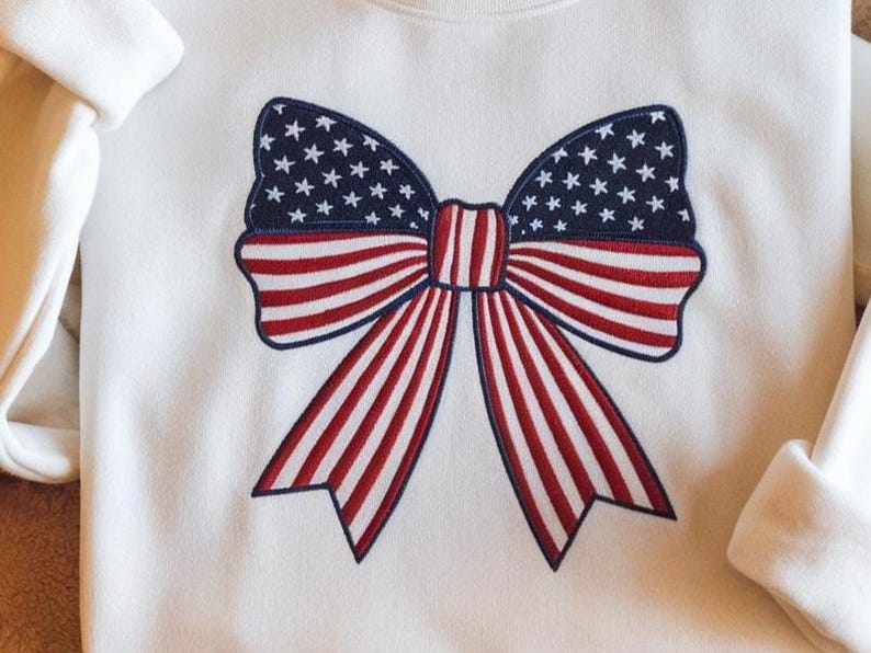 Usa Bow Embroidered Sweatshirt 4th Of July Red White Blue Bow Hoodie Cute America Summer Hoodie Independence Day America Patriotic Sweater 1760327954237.jpg