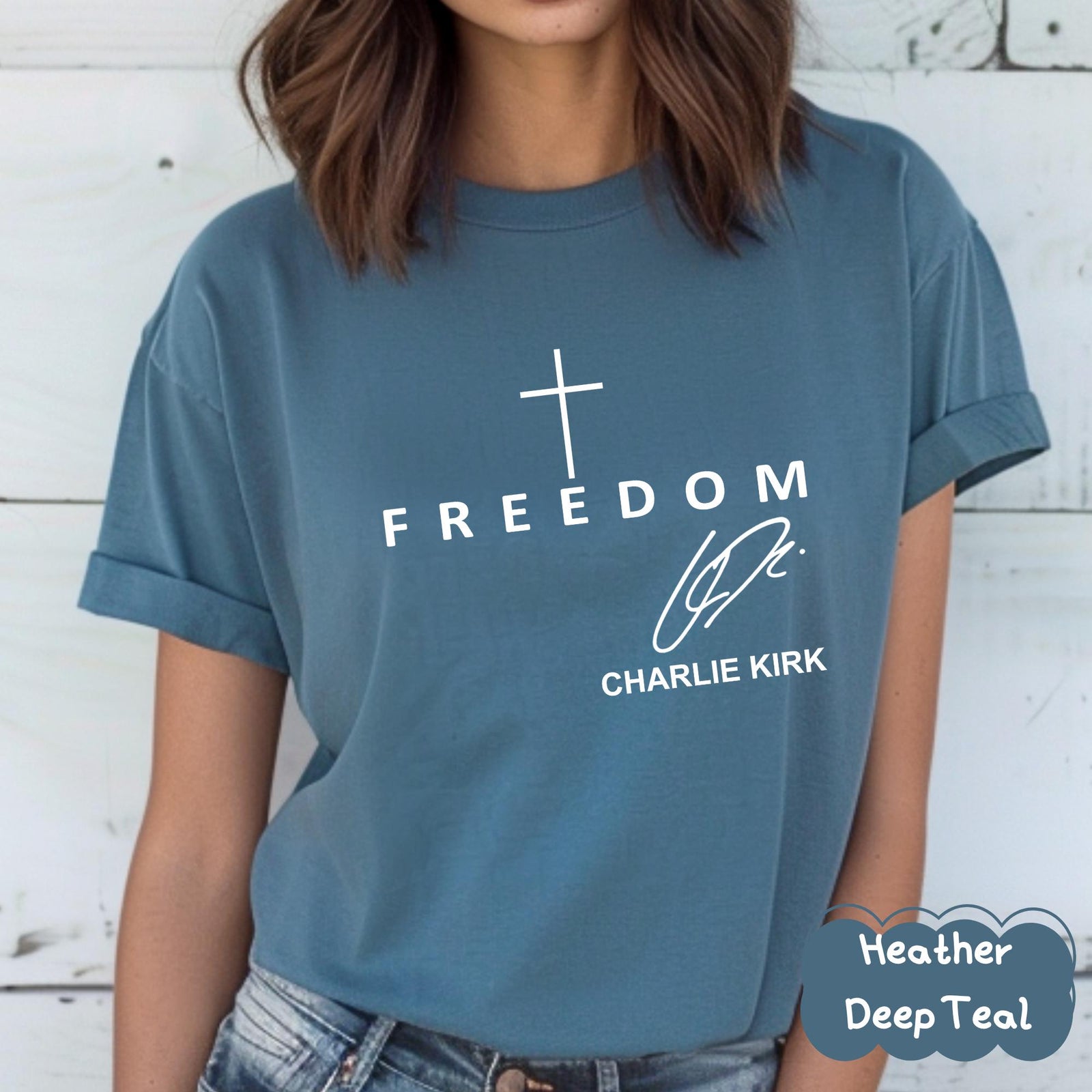 Freedom Charlie Kirk Signature T Shirt  Red Shirt Patriotic We Wear Red Charlie Kirk Birthday October 14 Memorial Shirt 1760407571132.jpg