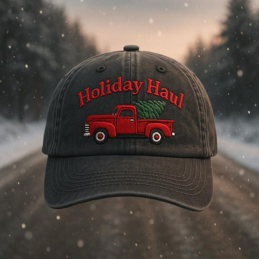 Holiday Haul Embroidered Hat Vintage Red Truck Christmas Tree Cap Festive Winter Baseball Cap Holiday Gift For Men Women Rustic Christmas Outfit Accessory 1760415027502.jpg
