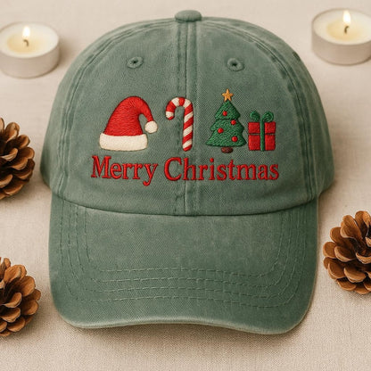 Merry Christmas Embroidered Dad Cap Santa Hat Candy Cane Christmas Tree Hat Holiday Embroidered Gift For Him 1760417219079.jpg