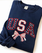 Embroidered Usa 4th Of July Sweatshirt Usa Embroidery Sweater Patriotic Hoodie American Flag And Dainty Bow Embroidered Crewneck 1760429367551.jpg