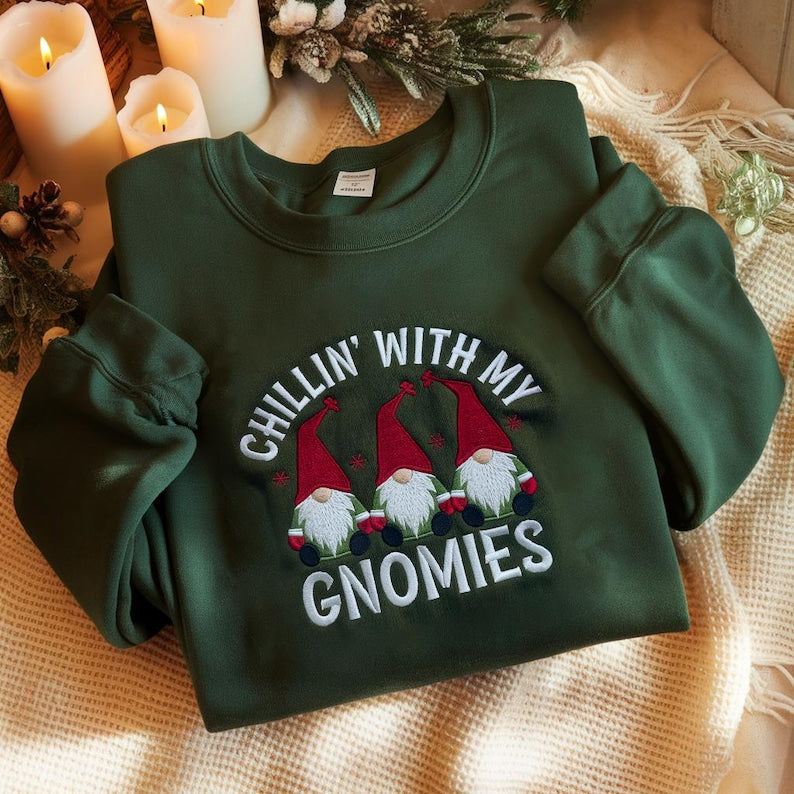 Chillin With My Gnomies Embroidered Sweatshirt Christmas Gnomies Sweatshirt Funny Christmas Hoodie Xmas Family Hoodie Christmas Sweatshirt 1760497081249.jpg