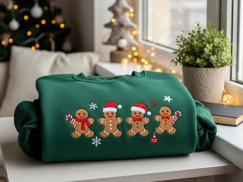 Embroidered Gingerbread Family Christmas Sweatshirt Festive Holiday Crewneck Cute Xmas Cookie Sweater Cozy Unisex Winter Gift Top 1760497493658.png