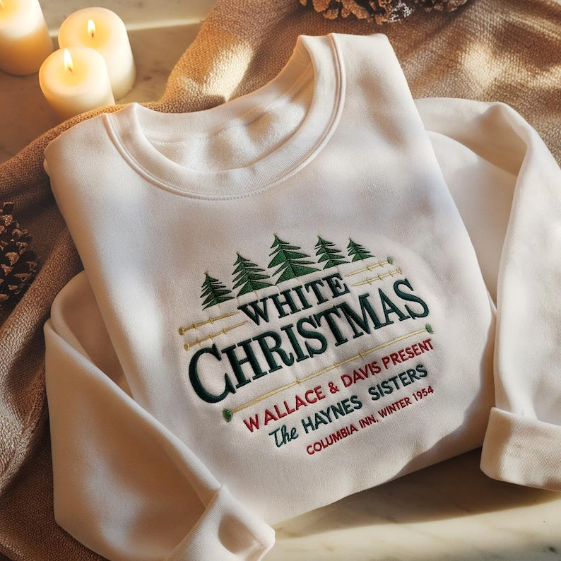 Columbia Inn Pine Tree Vermont Christmas Embroidered Sweatshirt White Christmas Sweater Christmas Sweatshirt Christmas Movie Hoodie 1760498491103.jpg