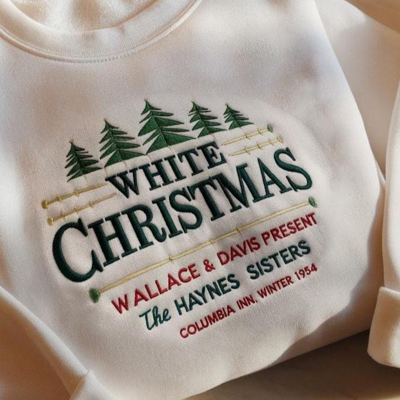 Columbia Inn Pine Tree Vermont Christmas Embroidered Sweatshirt White Christmas Sweater Christmas Sweatshirt Christmas Movie Hoodie 1760498491711.jpg