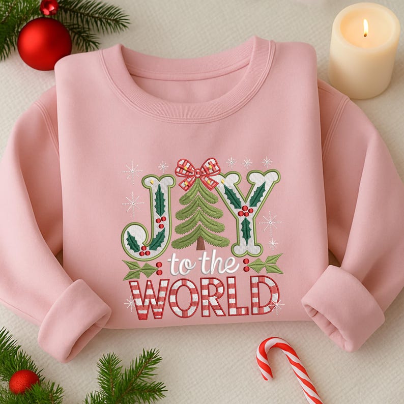 Christmas Joy To The World Embroidered Sweatshirt Christian Christmas Embroidered Hoodie Merry Christmas Hoodie Winter Holiday Gift 1760503870274.jpg