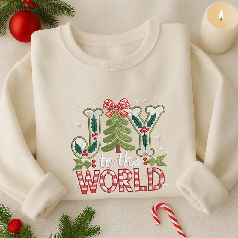 Christmas Joy To The World Embroidered Sweatshirt Christian Christmas Embroidered Hoodie Merry Christmas Hoodie Winter Holiday Gift 1760503870311.jpg